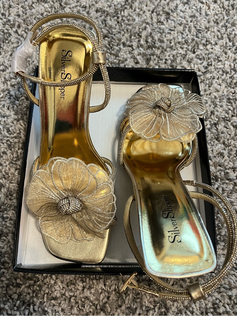 NIB — Gold Pave-Studded Strappy Heels